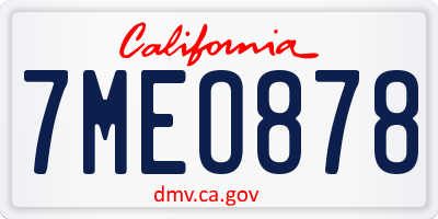CA license plate 7MEO878