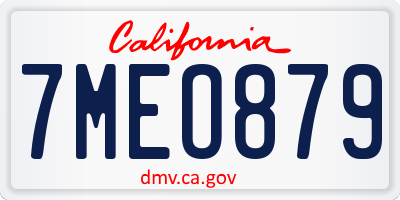 CA license plate 7MEO879