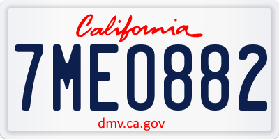 CA license plate 7MEO882