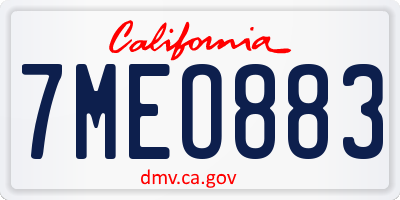 CA license plate 7MEO883