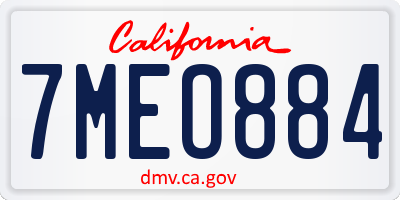 CA license plate 7MEO884
