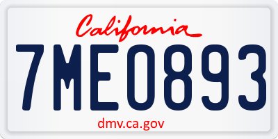 CA license plate 7MEO893