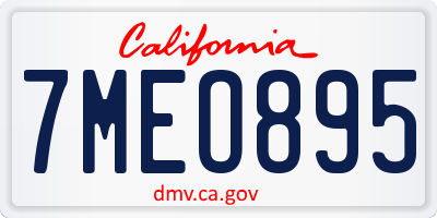 CA license plate 7MEO895