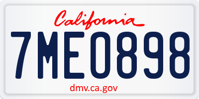 CA license plate 7MEO898