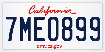 CA license plate 7MEO899