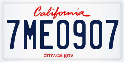 CA license plate 7MEO907