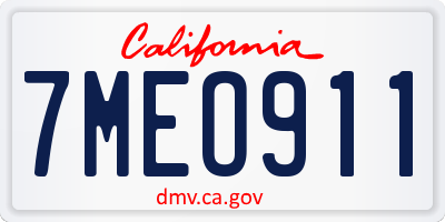 CA license plate 7MEO911