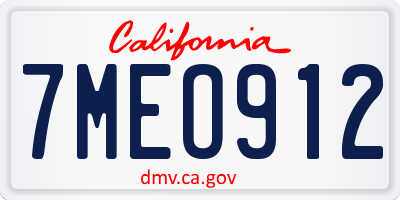 CA license plate 7MEO912