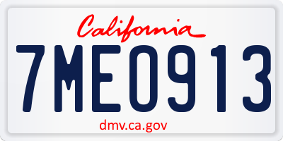 CA license plate 7MEO913