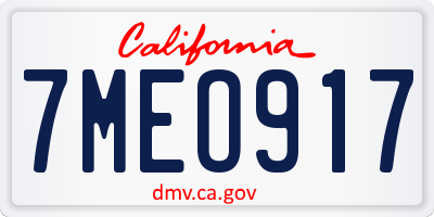 CA license plate 7MEO917