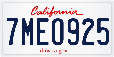 CA license plate 7MEO925