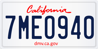 CA license plate 7MEO940