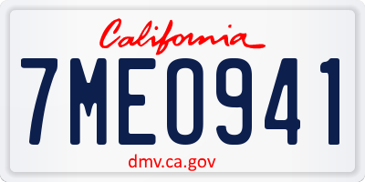 CA license plate 7MEO941