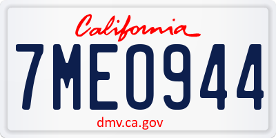 CA license plate 7MEO944