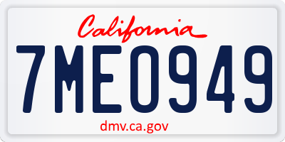 CA license plate 7MEO949