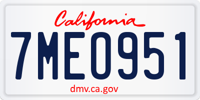 CA license plate 7MEO951