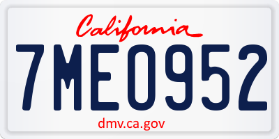 CA license plate 7MEO952