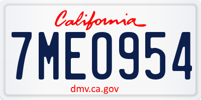 CA license plate 7MEO954