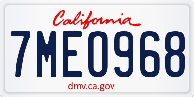 CA license plate 7MEO968