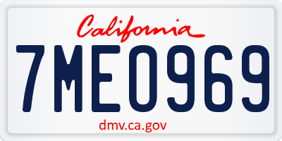 CA license plate 7MEO969