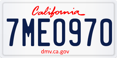 CA license plate 7MEO970