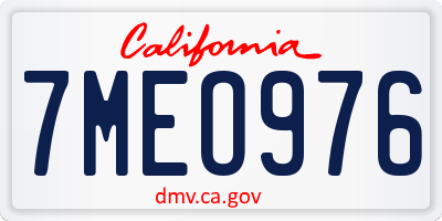 CA license plate 7MEO976