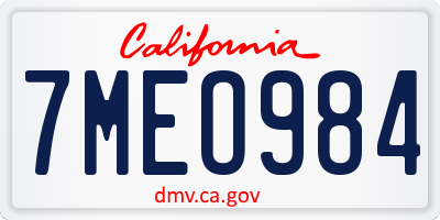 CA license plate 7MEO984