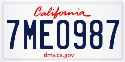 CA license plate 7MEO987