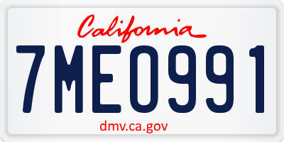 CA license plate 7MEO991