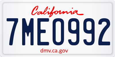 CA license plate 7MEO992