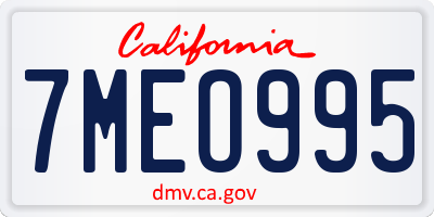 CA license plate 7MEO995