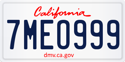 CA license plate 7MEO999