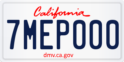 CA license plate 7MEP000