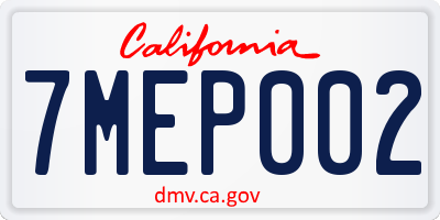 CA license plate 7MEP002