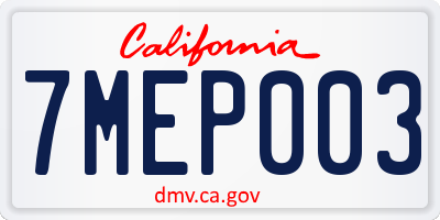 CA license plate 7MEP003