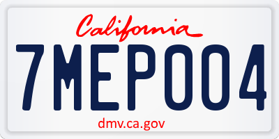 CA license plate 7MEP004