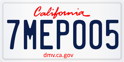 CA license plate 7MEP005