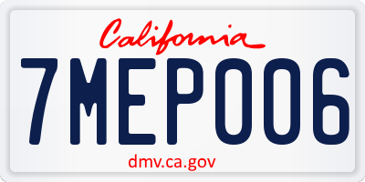 CA license plate 7MEP006