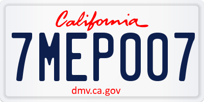 CA license plate 7MEP007
