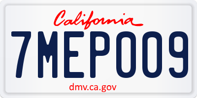 CA license plate 7MEP009