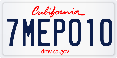 CA license plate 7MEP010