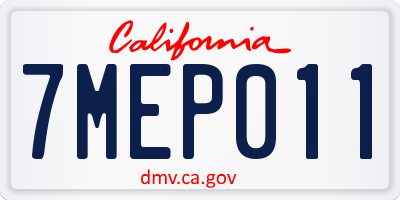CA license plate 7MEP011