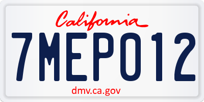 CA license plate 7MEP012