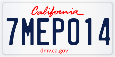 CA license plate 7MEP014