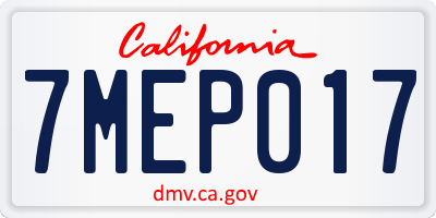 CA license plate 7MEP017