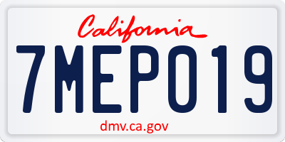 CA license plate 7MEP019