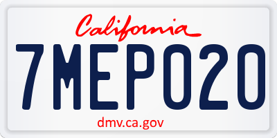 CA license plate 7MEP020