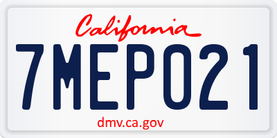 CA license plate 7MEP021