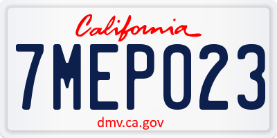 CA license plate 7MEP023