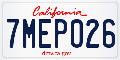 CA license plate 7MEP026